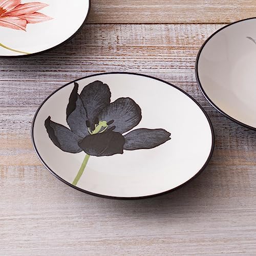 noritake colorwave floral appetizer plates, graphite black, set, package contents