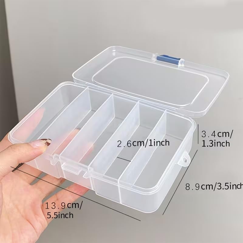 Mini Transparent Storage Case, 5-grid Dustproof Jewelry Storage Box, Travel Storage Box,Portable Storage Organizer, Transparently