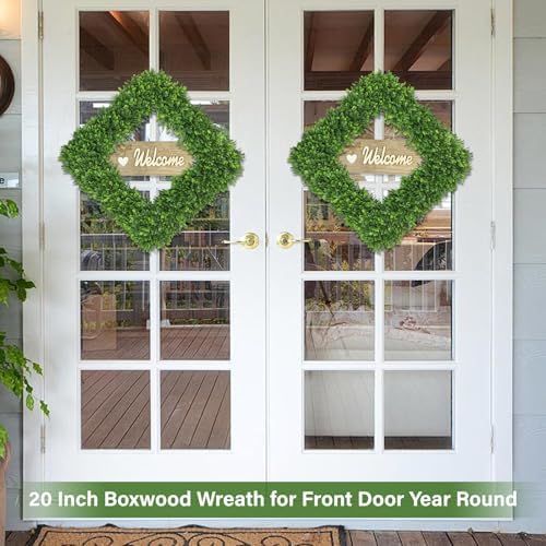 artgar 20 inch realistic boxwood wreath, spring wreaths, package contents