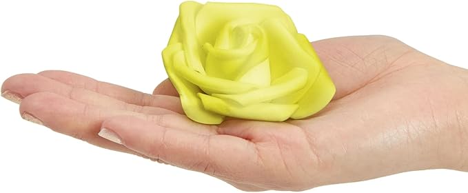 Juvale Artificial Foam Roses - 100-Pack Stemless, Yellow, 3-Inch Diameter - Faux Flowers for Vase Displays, Wedding Decor & Centerpiece Table Decorations
