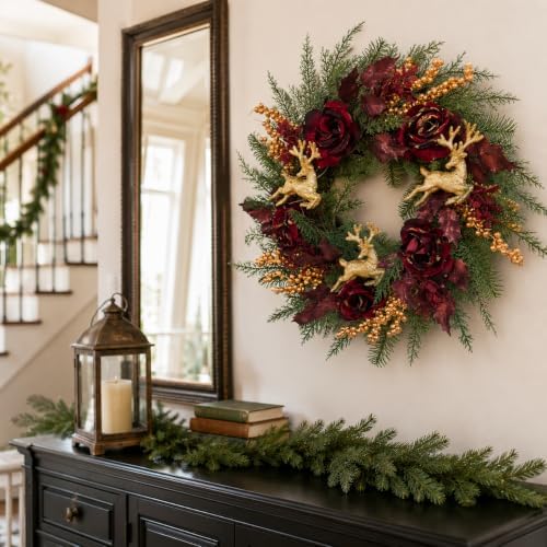 svndlyn 22 inch lighted burgundy christmas wreath with, package contents