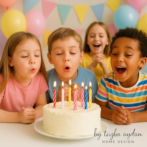 144 Count Birthday Candles Bulk – Birthday Candles for Cake, Mixed Colors Spiral Candles, Unscented Paraffin Wax Party Pack