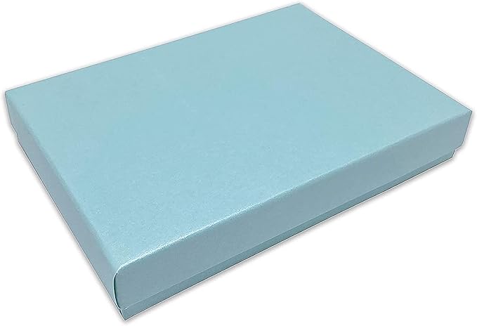 TheDisplayGuys - 25-Pack #53 Kraft Paper Cardboard Gift Boxes/Jewelry Cases w. Cotton Padding & Lid - Pearl Teal - (5.4" x 3.9" x 1.0")