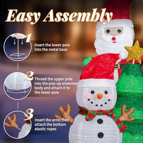 vingli 3 pack 30" 30 inch lighted snowman, close-up detail