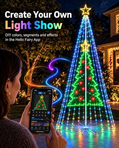 12ft smart 3d rgb animated outdoor christmas cone shown in use