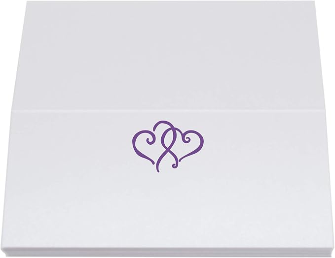 Linked Hearts Place Cards, Purple (Choose Color), Set of 25, Pre-cut and Scored - Wedding, Party, Dinner, and Special Events - Made in the USA