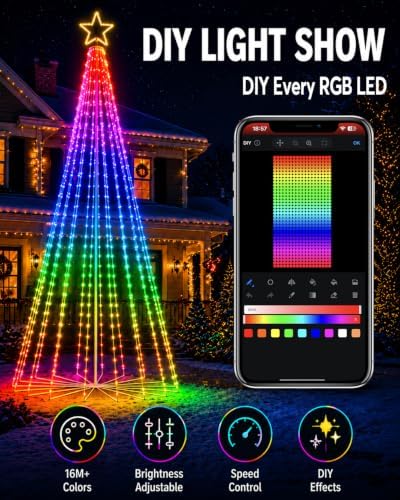14.5ft outdoor christmas tree with light, diy light, close-up detail