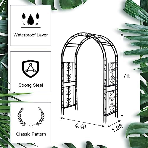 teabelle metal garden arbor trellis, black arch for, close-up detail