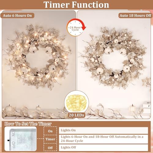 26 inch large foldable fall wreath for front showing dimensions