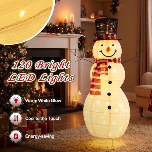 tangkula 4.2 ft outdoor lighted christmas snowman, yard showing dimensions