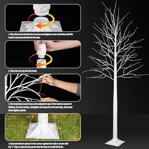 ibaycon 4ft 6 ft and 8ft christmas birch showing dimensions
