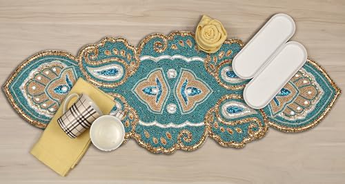lightnpro beaded christmas table runner 13x36 inch shown in use