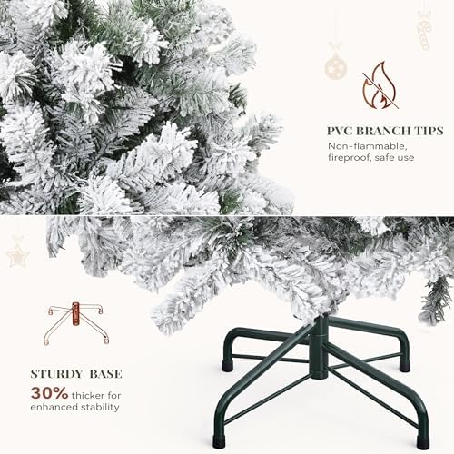 yitahome prelit snow flocked artificial full christmas tree, package contents