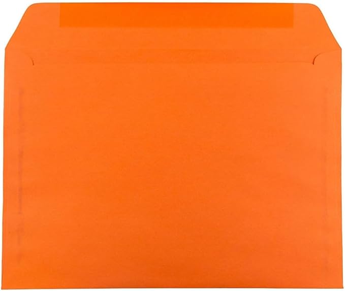 JAM PAPER 9 x 12 Booklet Colored Envelopes - Orange Recycled - Bulk 500/Box