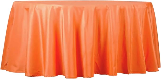 Efavormart Round Tablecloth, 132 Inch Stain & Wrinkle Resistant Washable Table Cloth, Decorative Polyester Fabric Table Cover for Banquet, Wedding, Dining- Orange