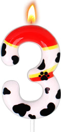 Dog Paw Birthday Candles, Number Candles for Birthday Party Cake Decoration Supplies (Red, Number 3)