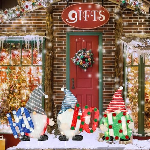 mumtop lighted christmas gnome yard stakes for outdoor, package contents