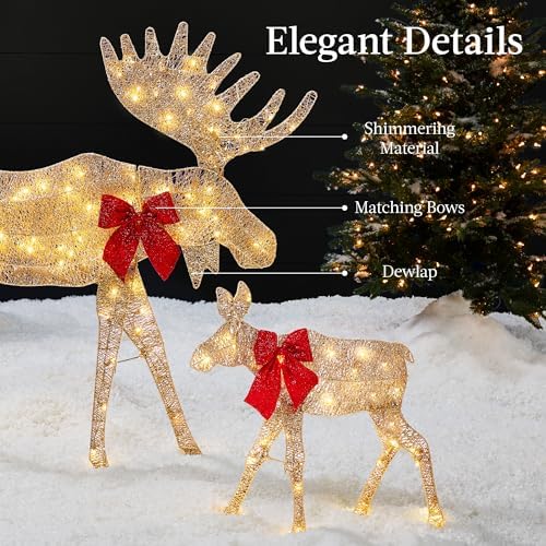 best choice products 2d moose family outdoor 2pc, close-up detail