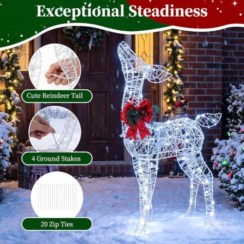 tangkula lighted christmas reindeer, outdoor 3d standing deer, package contents