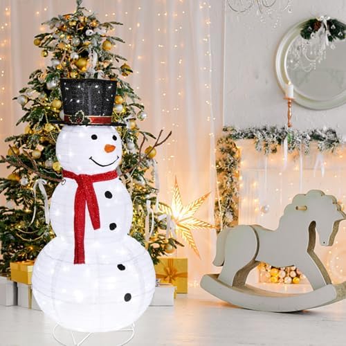 outvita outdoor christmas decorations 4ft lighted snowman, white on a desk or shelf