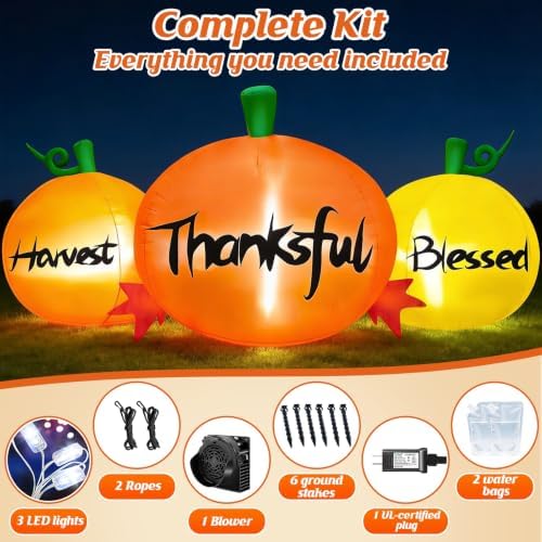danxilu 8 ft fall pumpkin trio inflatable thanksgiving shown in use