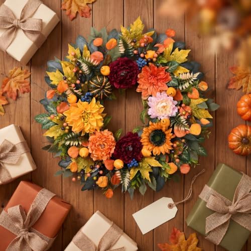 waipfaru 26 inch harvest fall wreaths for front, view 9