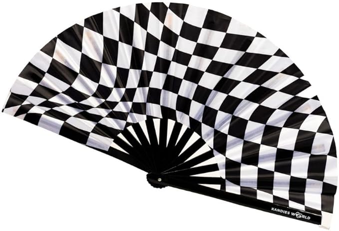 Kandies World Custom Festival Folding Hand Fan - Unique Designs, Made of Bamboo, Clacking Sound, Lightweight - Perfect Rave and Festival Accessory!