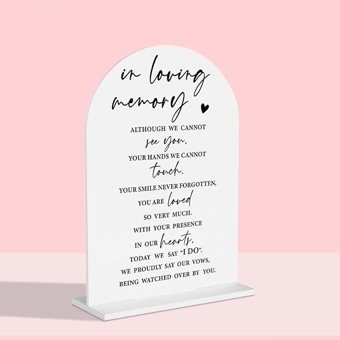 Wedding Memorial Sign Rustic Wedding White Acrylic Gift Table Sign for Ceremony and Reception, Acrylic Memorial Signs Gifts for Marriage Reception Signs