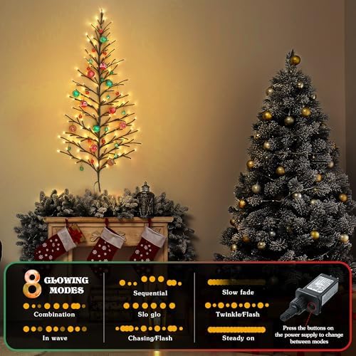 5 ft 144 led lighted wall christmas tree, close-up detail