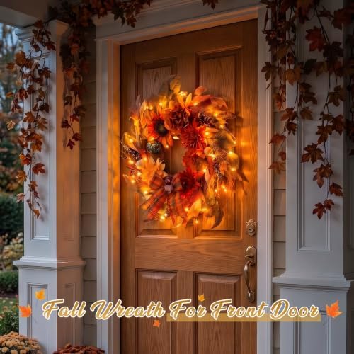 fall wreaths for front door, 24 inch fall showing dimensions