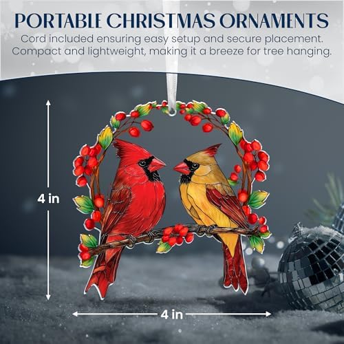 AXIARA Two Layer Wooden Cardinal Christmas Ornaments 2026 | Cardinal Christmas Decorations Gifts for Women Men, Sympathy Memorial Gift for Loss of Loved One