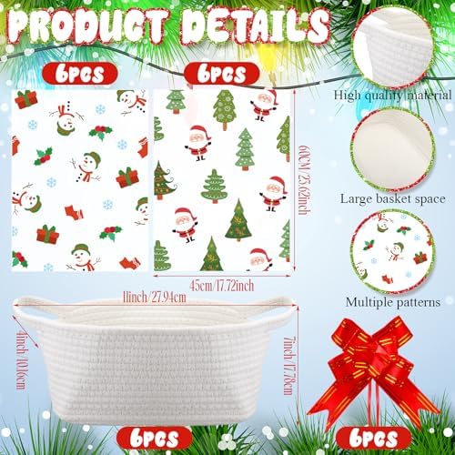teenyyou 18 pcs christmas woven baskets with cellophane shown in use