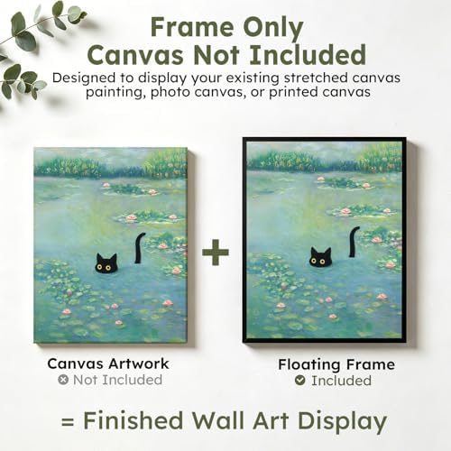 canvas floating frame for 12x14 inch stretched canvas shown in use