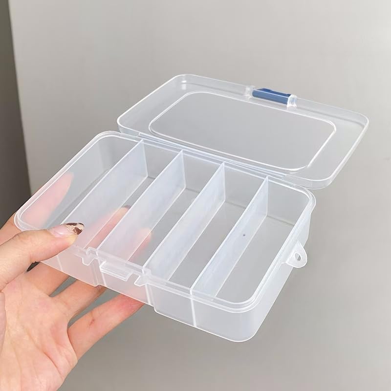 Mini Transparent Storage Case, 5-grid Dustproof Jewelry Storage Box, Travel Storage Box,Portable Storage Organizer, Transparently
