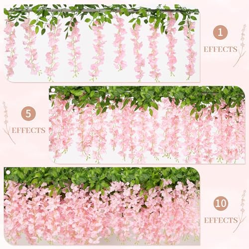 u'artlines 10pcs 7.2 ft/piece artificial wisteria garland light, side view