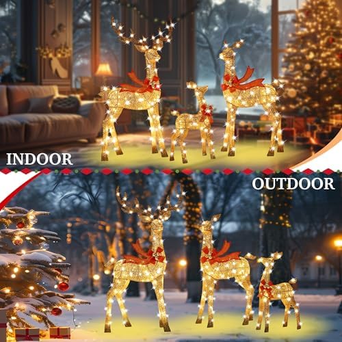 58 inch 3d gold large lighted christmas deer, package contents