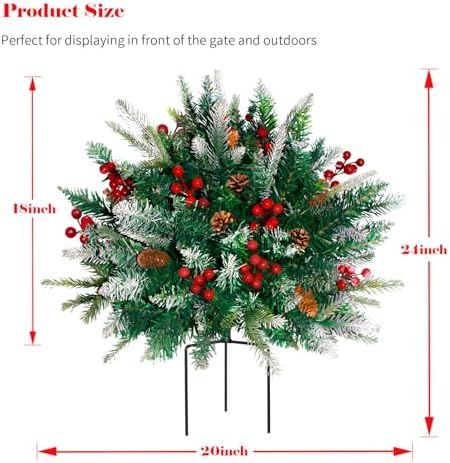 lighted christmas urn filler, 2 pack 24 inch, close-up detail