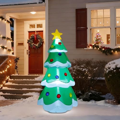 dr.dudu 7 ft inflatable christmas tree decorations outdoor shown in use