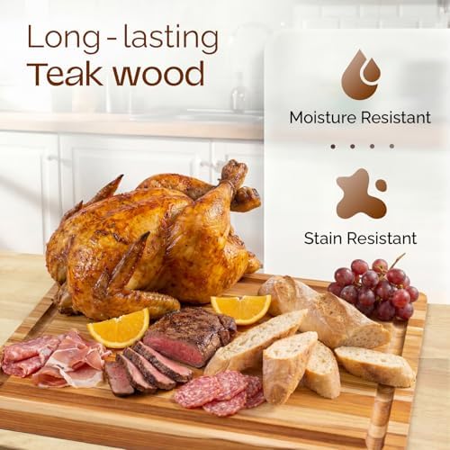 yes4all durable teak cutting boards for kitchen, [20''l, side view
