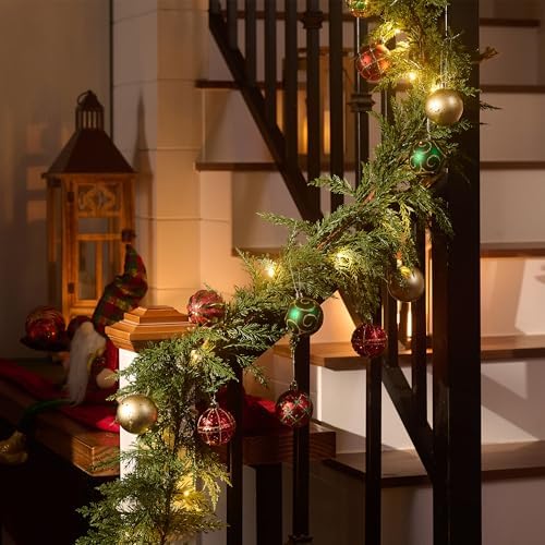 valery madelyn 6ft artificial norfolk pine christmas garland on a desk or shelf