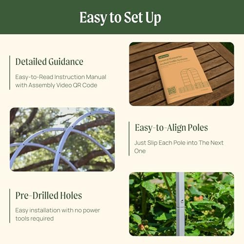 vego garden modular arched trellis system 4.5' long, side view