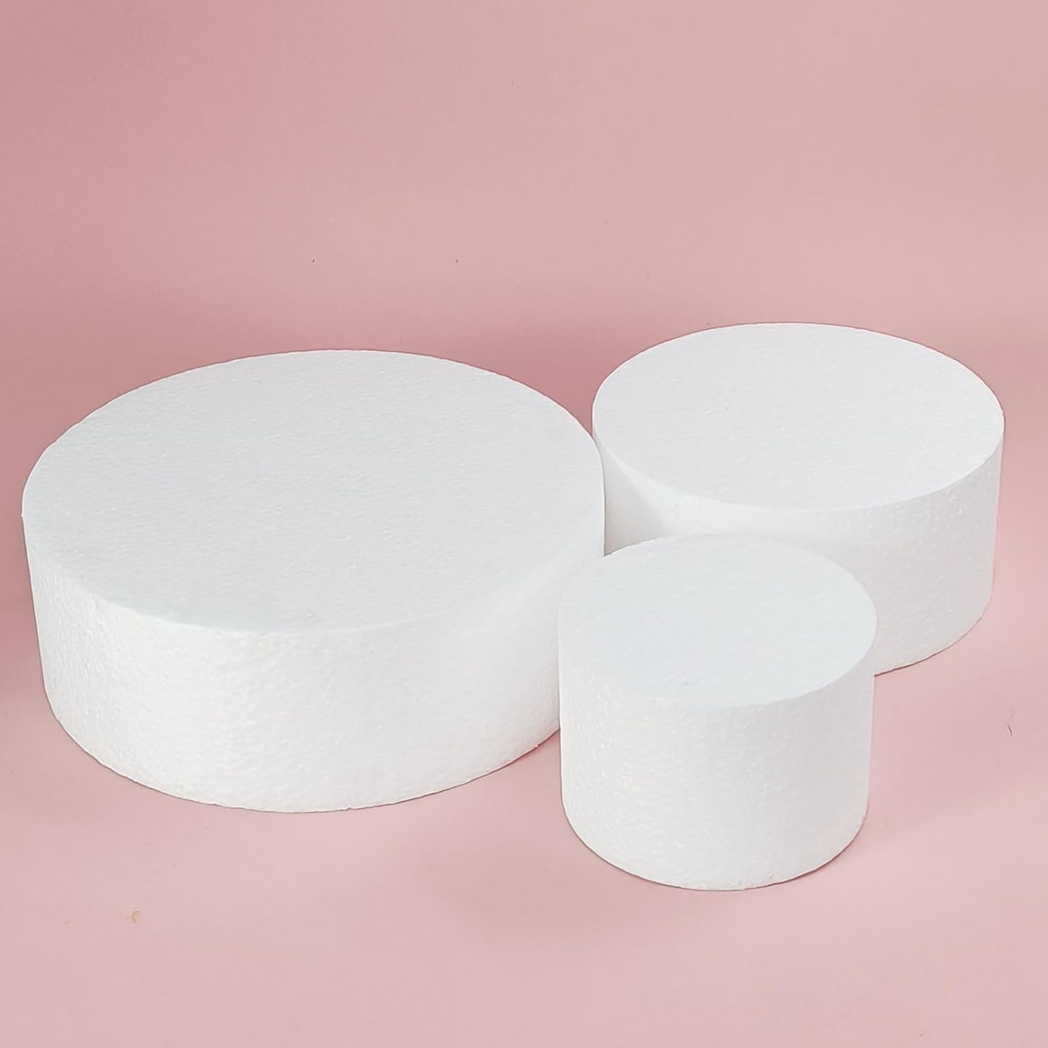 3 Tiers Foam Cake Dummies 4" 6" 8", White Dummy Cakes Styrofoam Sets, 9 Inch Tall Fake Cake, Dummy Cake for Wedding Cake Supplies Decorating Birthday Wedding Display