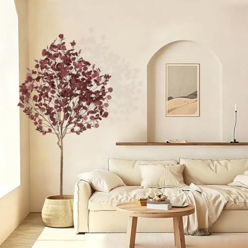 artificial eucalyptus tree for fall decor, 6 ft showing dimensions