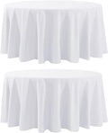Round Tablecloth 132 Inch 2 Pack White Tablecloths Washable Decorative Linen Polyester Table Clothes Cover for Dining Table Banquets Buffet Parties and Wedding