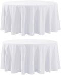 Round Tablecloth 2 Pack 108 Inch White Tablecloths Washable Decorative Linen Polyester Table Clothes Cover for Dining Table Banquets Buffet Parties and Wedding