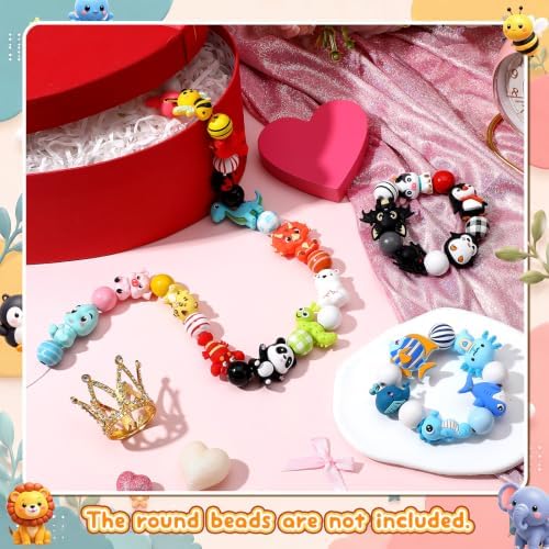 watersay 100 pcs animals 3d silicone focal beads on a desk or shelf