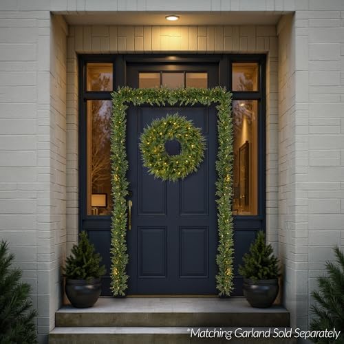 best choice products pre-lit cedar cypress christmas wreath, front angle view