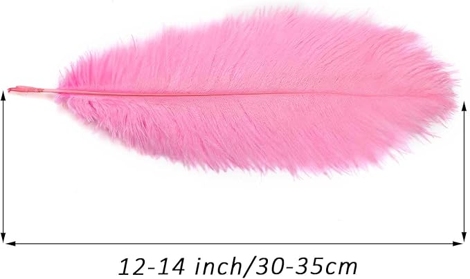YAKRUNA 30PCS Light Pink Ostrich Feathers Bulk 12-14 Inches for Centerpieces for Wedding Birthday Gatsby Party, Decorative Plumes for Vase & Table & Christmas Tree Decor (30-35cm, Pink)
