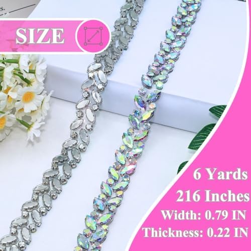 6 yards crystal rhinestone ribbon trim, ab silver shown in use