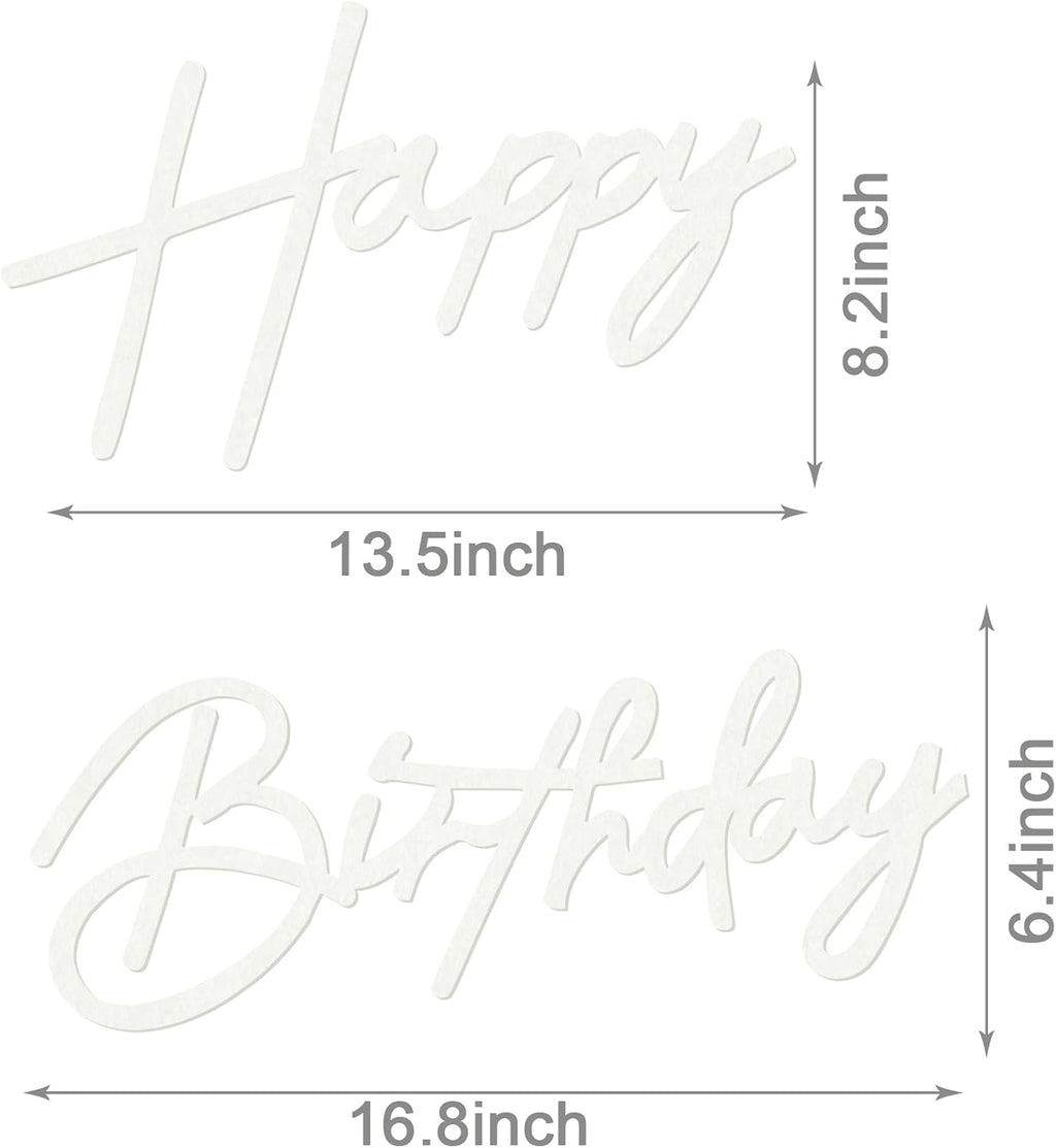 Happy Birthday Sign for Backdrop - Felt Happy Birthday Sign for Balloon Arch Birthday Party Balloon Arch Backdrop Decorations for Birthday Party Baby Shower - White